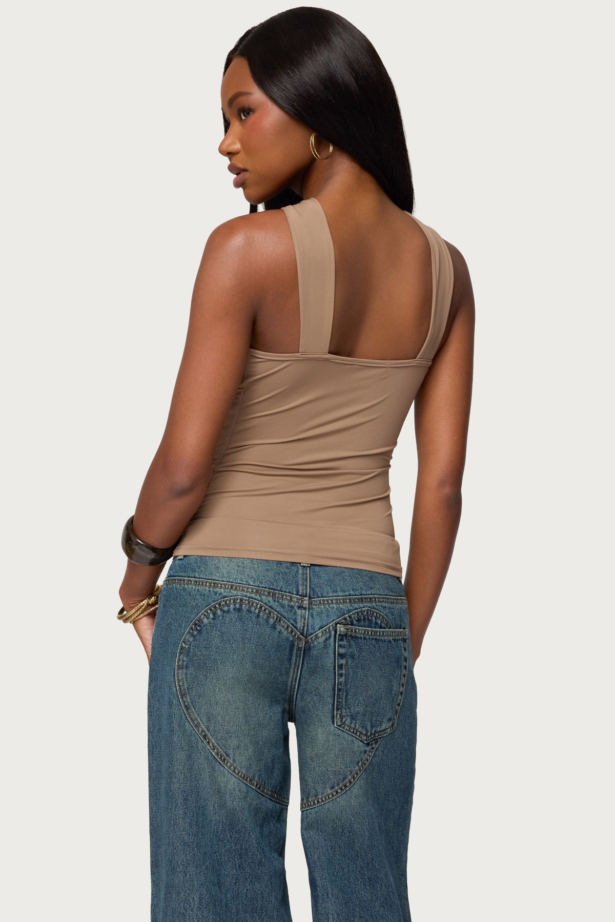 Cielle Wide Strap Gathered Top