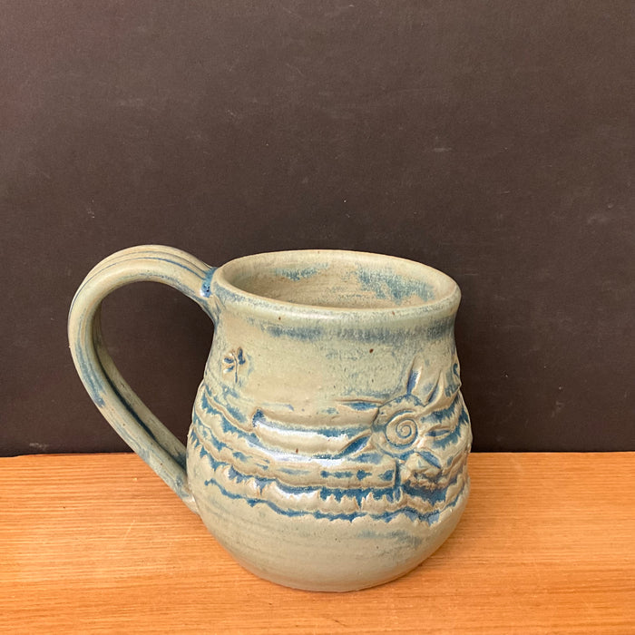 Chunky Mug in Aqua & Teal Sun, Water & Dragonfly