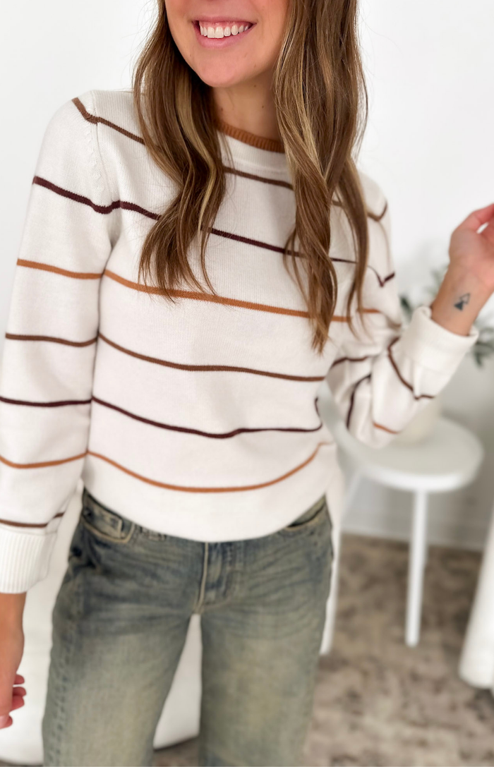 Ivory & Stripes Double Layer Collared Sweater