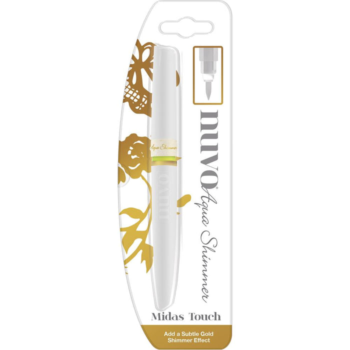 Nuvo - Aqua Shimmer Pen - Choose from a Variety. Nuvo Aqua pens are uniquely designed to create a glitter effect to existing images and media. The perfectly formed brush nib makes the pens extremely versatile and is perfect for adding small glittery detail or making large shimmering areas. This package contains one 6.25 inch long shimmer pen. Imported. Available: Blush Rosette, Opal Quartz, Sunlit Sienna, Midas Touch. Available at Embellish Away located in Bowmanville Ontario Canada.