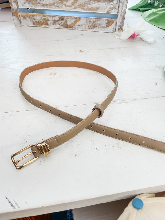 The Mercer Rectangle Buckle Belt-Taupe