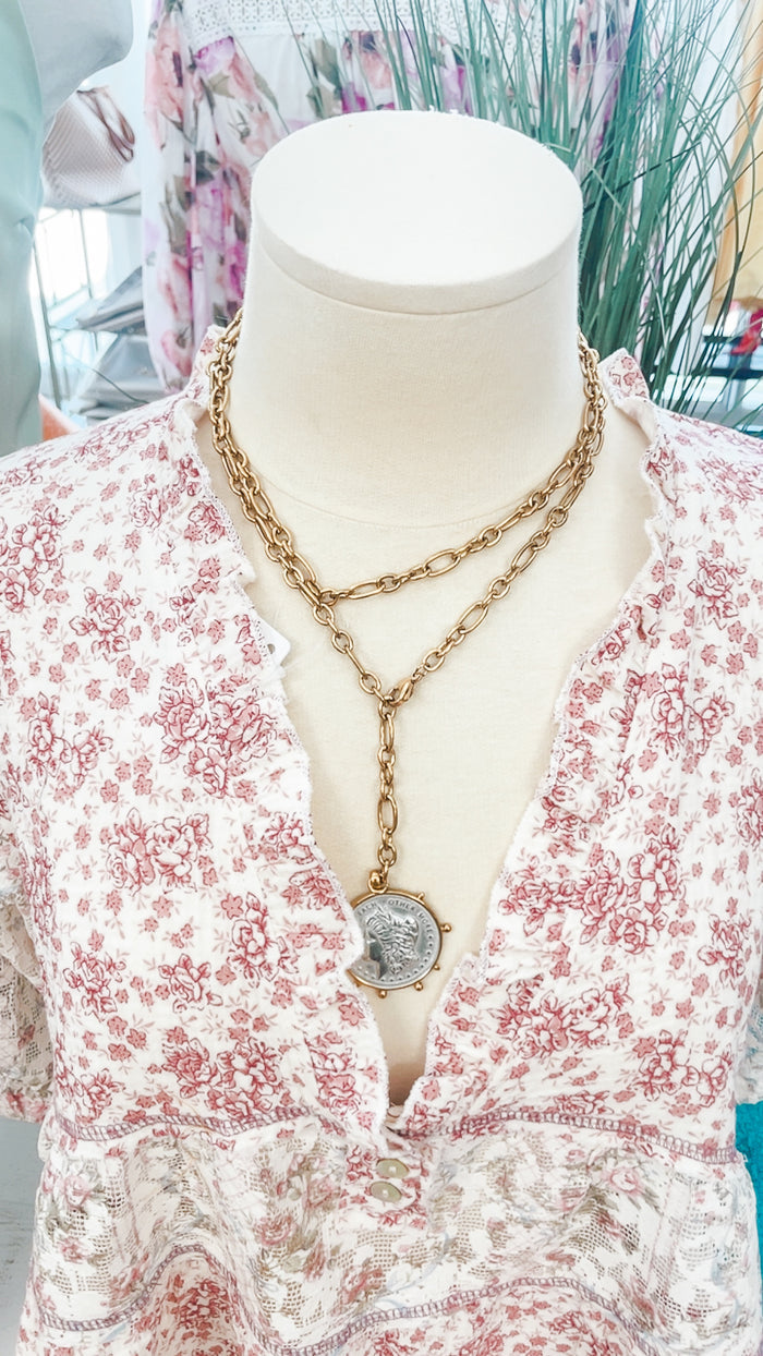 Two Toned Wrap Around Coin Necklace