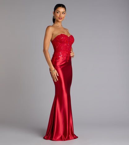 Valeria Satin Lace Corset Mermaid Formal Dress