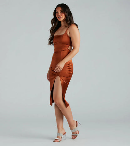 Luxurious Night Satin Midi Dress