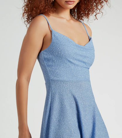 Let It Glow Glitter Rhinestone Skater Dress