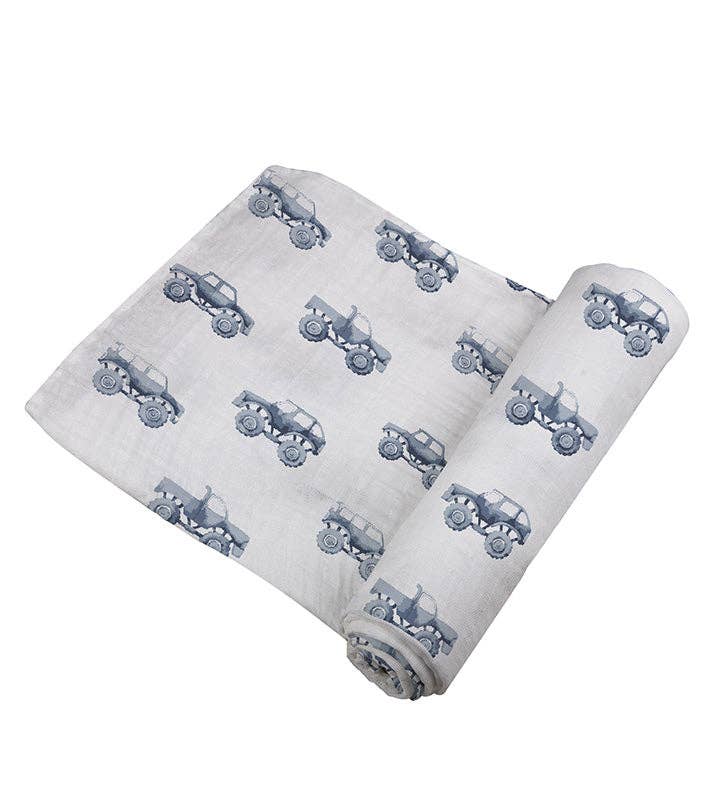 BABY - Indigo Monster Trucks Cotton Swaddle