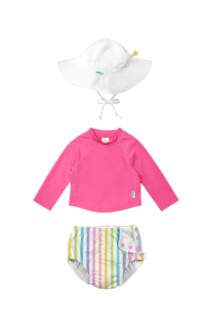 REUSABLE SWIM DIAPER & RASHGUARD & HAT SET