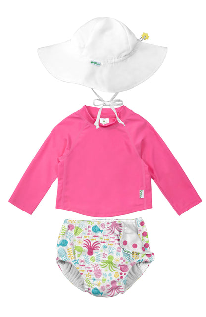 REUSABLE SWIM DIAPER & RASHGUARD & HAT SET