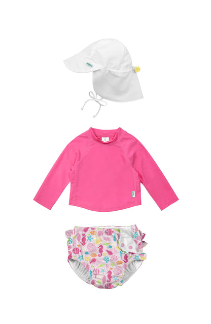 REUSABLE SWIM DIAPER & RASHGUARD & HAT SET