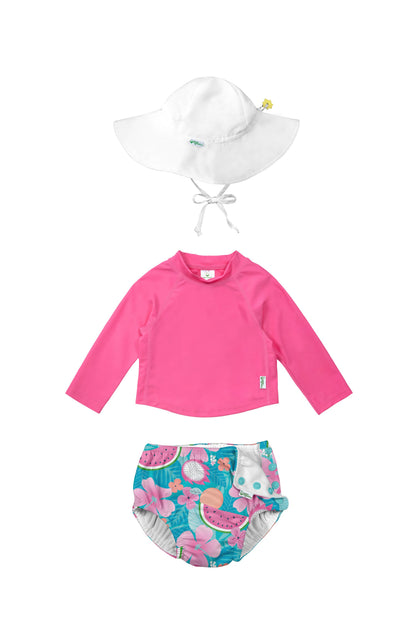 REUSABLE SWIM DIAPER & RASHGUARD & HAT SET
