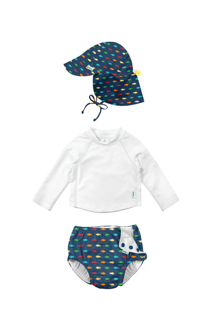 REUSABLE SWIM DIAPER & RASHGUARD & HAT SET