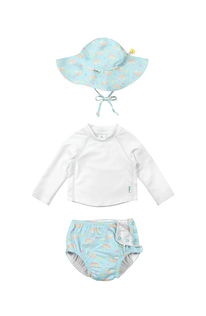 REUSABLE SWIM DIAPER & RASHGUARD & HAT SET