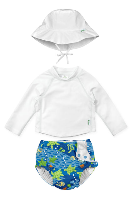 REUSABLE SWIM DIAPER & RASHGUARD & HAT SET