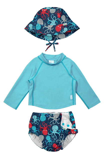 REUSABLE SWIM DIAPER & RASHGUARD & HAT SET