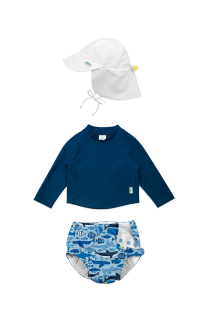 REUSABLE SWIM DIAPER & RASHGUARD & HAT SET
