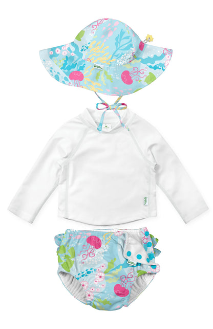 REUSABLE SWIM DIAPER & RASHGUARD & HAT SET