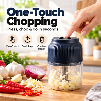 Mini Electric Food Chopper – Cordless, One-Touch & Rechargeable