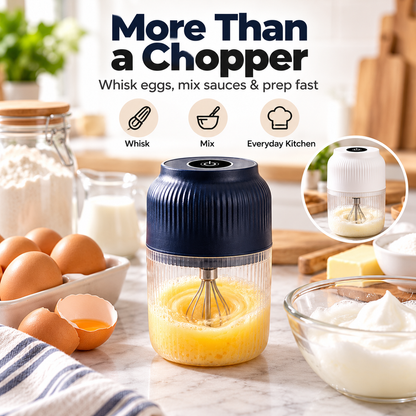 Mini Electric Food Chopper – Cordless, One-Touch & Rechargeable