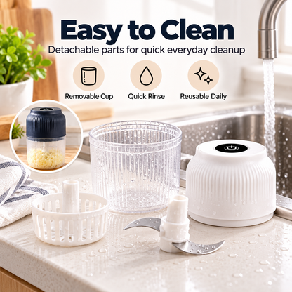 Mini Electric Food Chopper – Cordless, One-Touch & Rechargeable