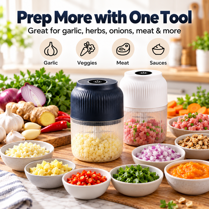 Mini Electric Food Chopper – Cordless, One-Touch & Rechargeable