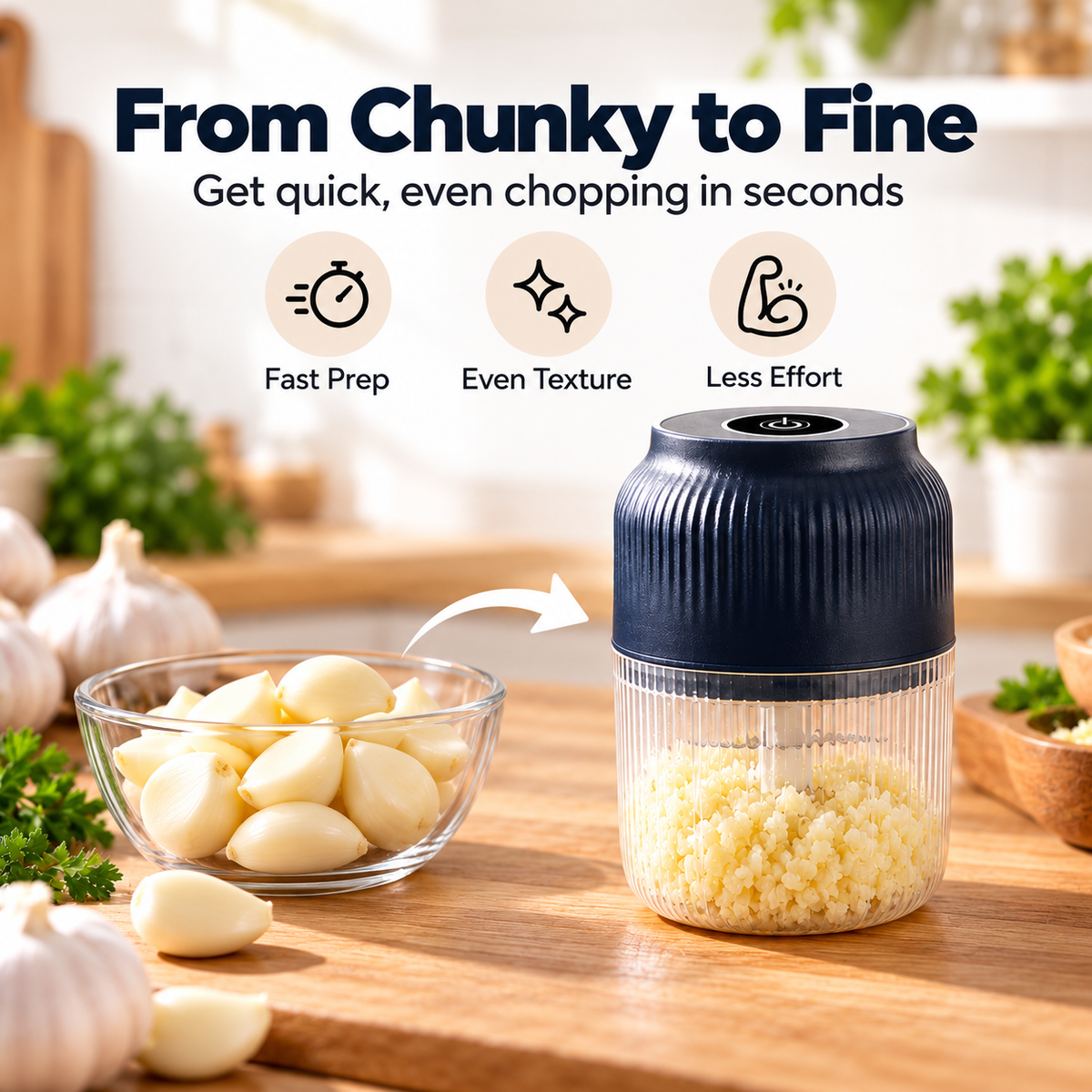 Mini Electric Food Chopper – Cordless, One-Touch & Rechargeable