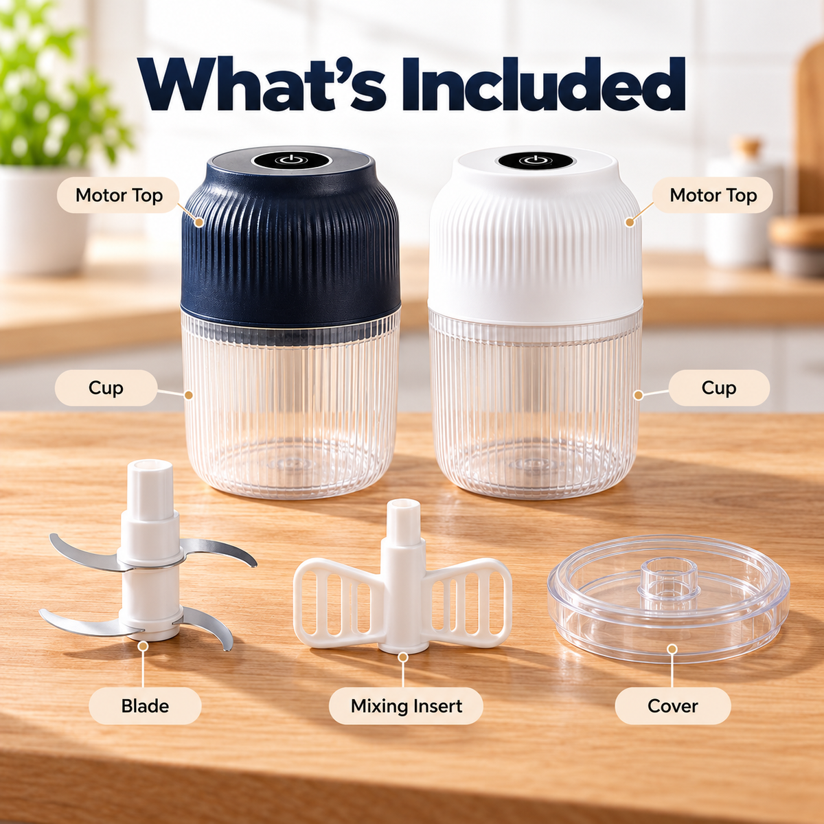 Mini Electric Food Chopper – Cordless, One-Touch & Rechargeable