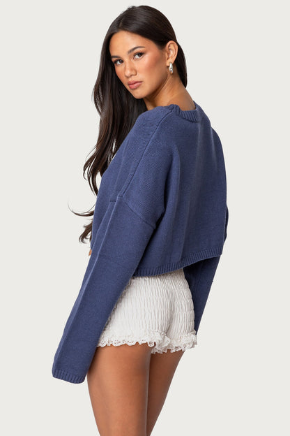 Knit Bow Cropped Sweater