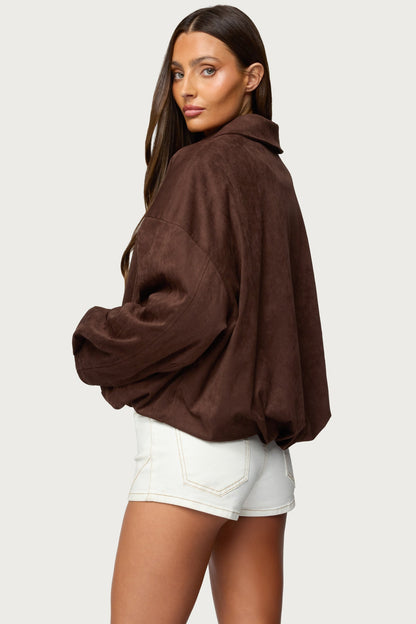Alberta Faux Suede Bubble Jacket