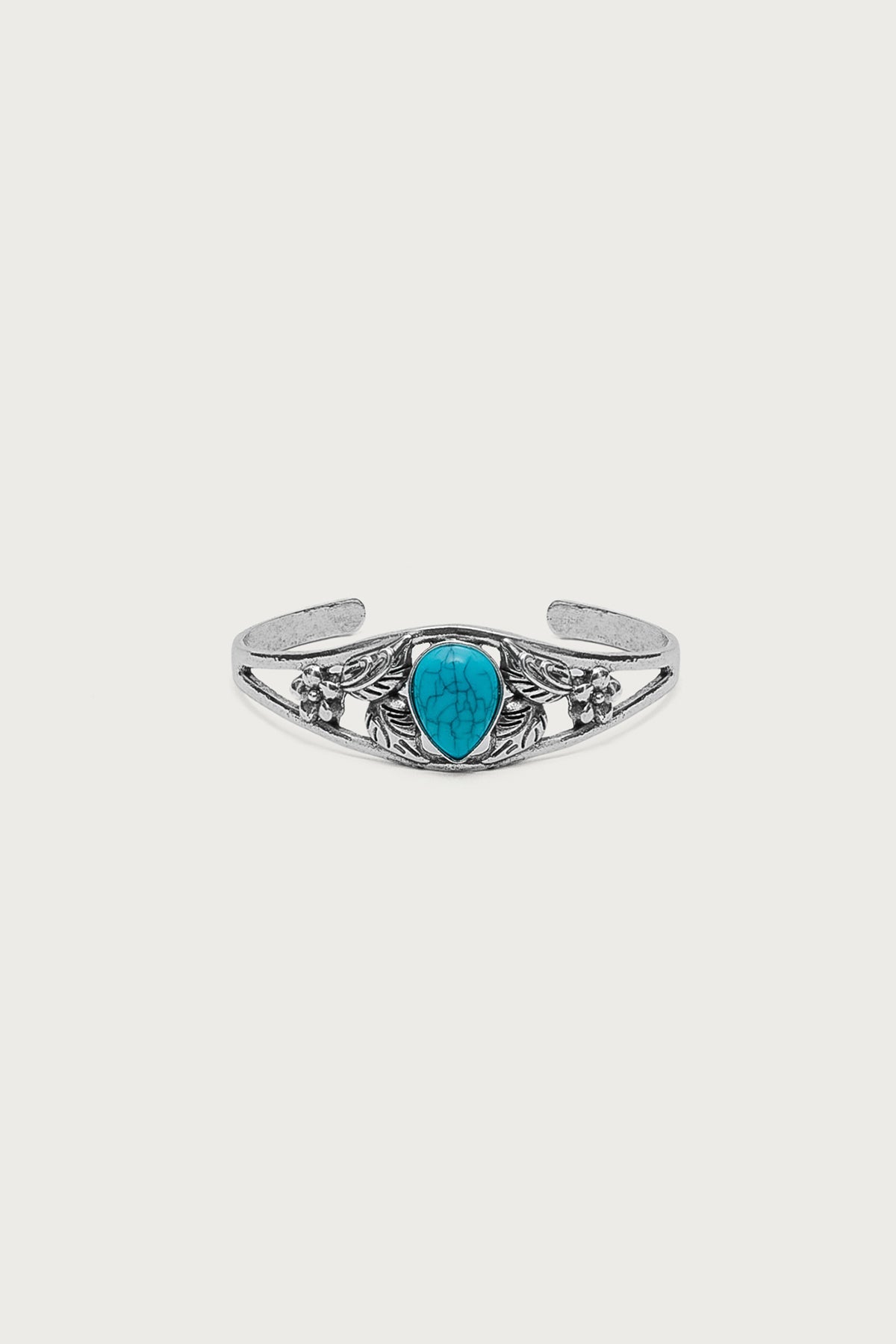Vintage Stone & Flower Cuff Bracelet
