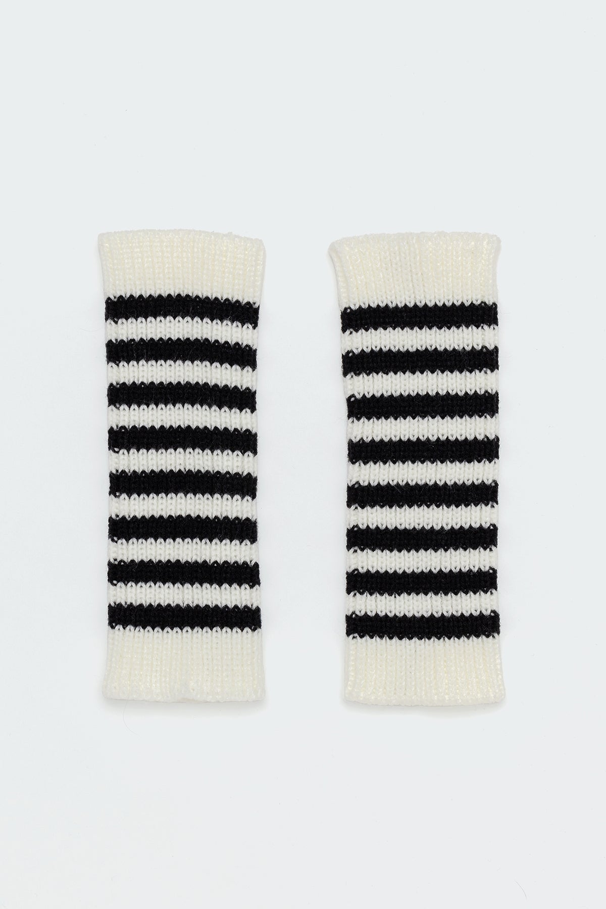Striped Knit Fingerless Gloves