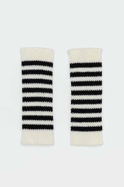 Striped Knit Fingerless Gloves