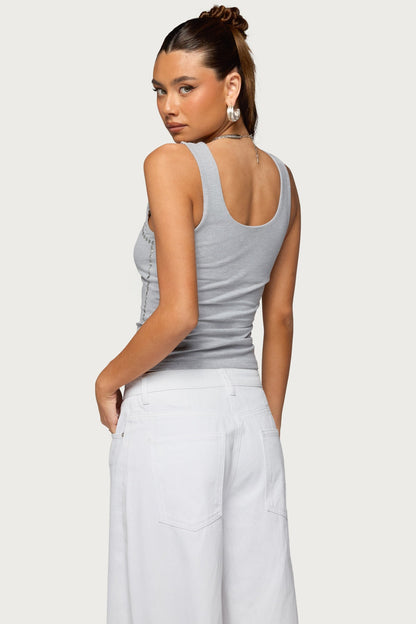 Studded Built In Bra Tank Top