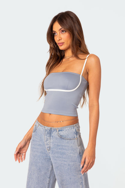Yang Contrast Strap Tank Top