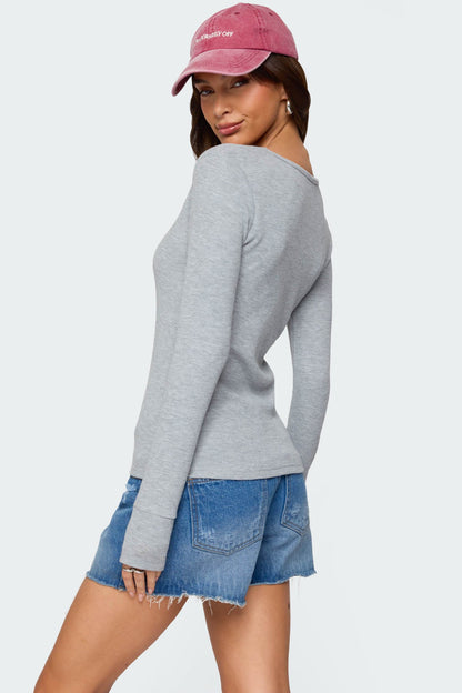 Helaine Waffle Henley T Shirt