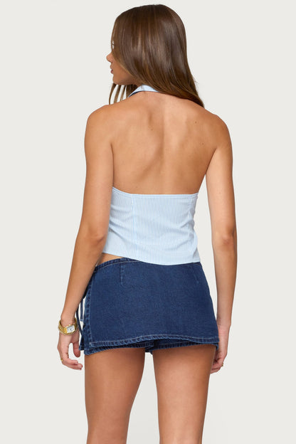 Debra Tailored Pinstripe Button Up Top