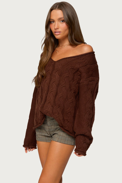 Inga Oversized Cable Knit Sweater
