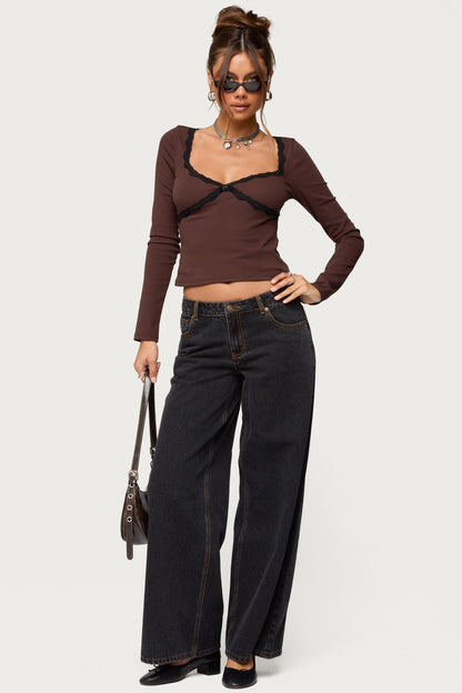 Porta Contrast Lacey Top