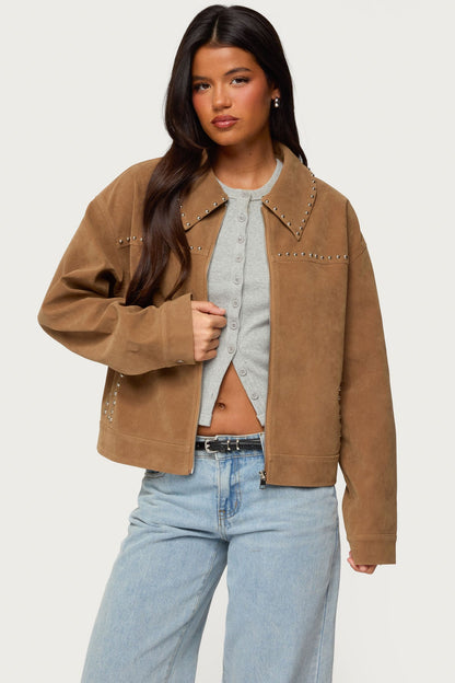 Memphis Studded Faux Suede Jacket