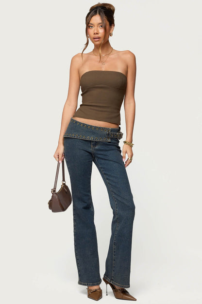Sade Strapless Side Slit Top