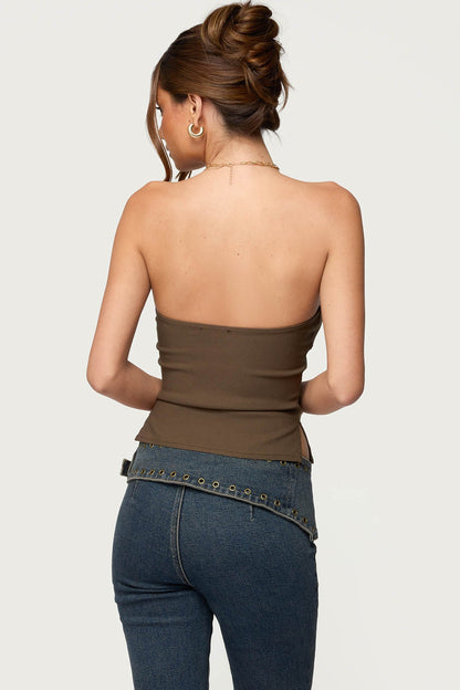 Sade Strapless Side Slit Top