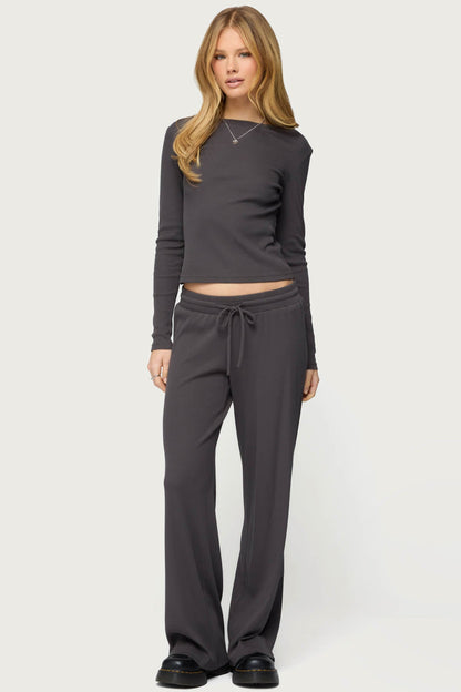 Cicilia Long Sleeve Ribbed T Shirt