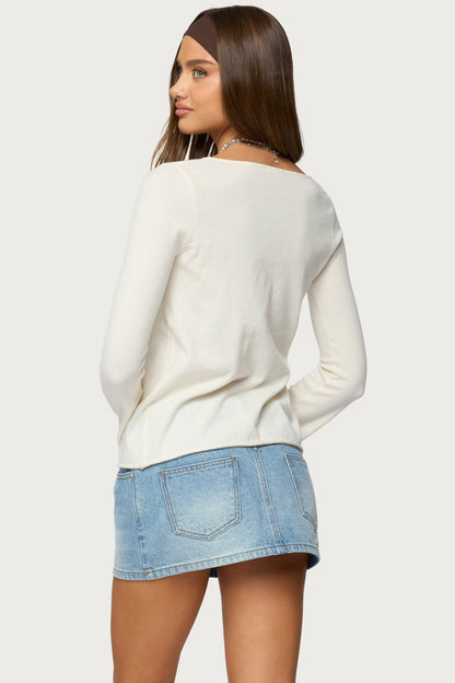 Jesy Iridescent Split Front Knit Cardigan
