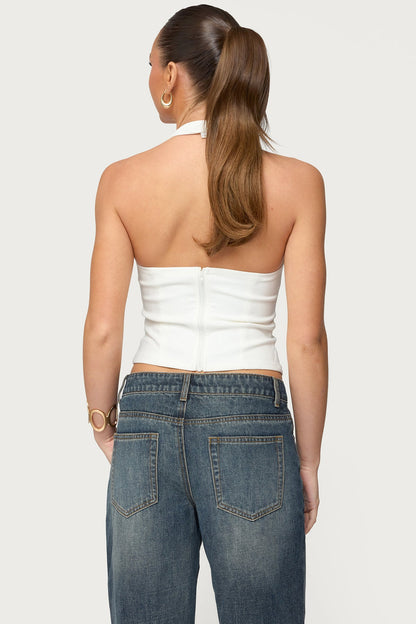 Stassy Abstract Cutout Halter Top