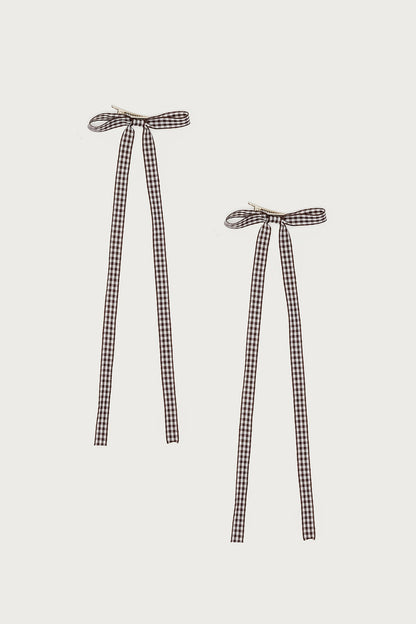 Gingham Bow Hair Clip Set
