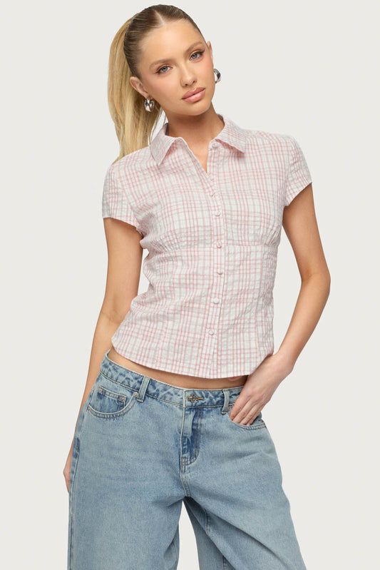 Naiah Plaid Tailored Button Up Shirt