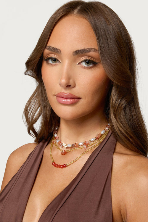Pearly Beaded Layered Necklace