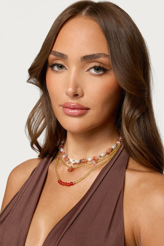 Pearly Beaded Layered Necklace