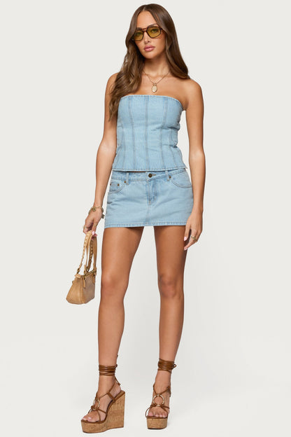 Camelia Strapless Denim Corset
