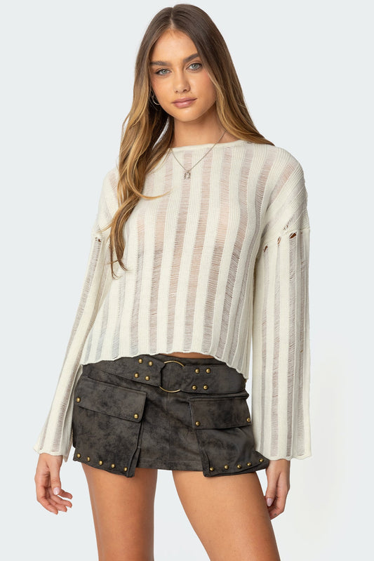 Stripey Shredded Sweater