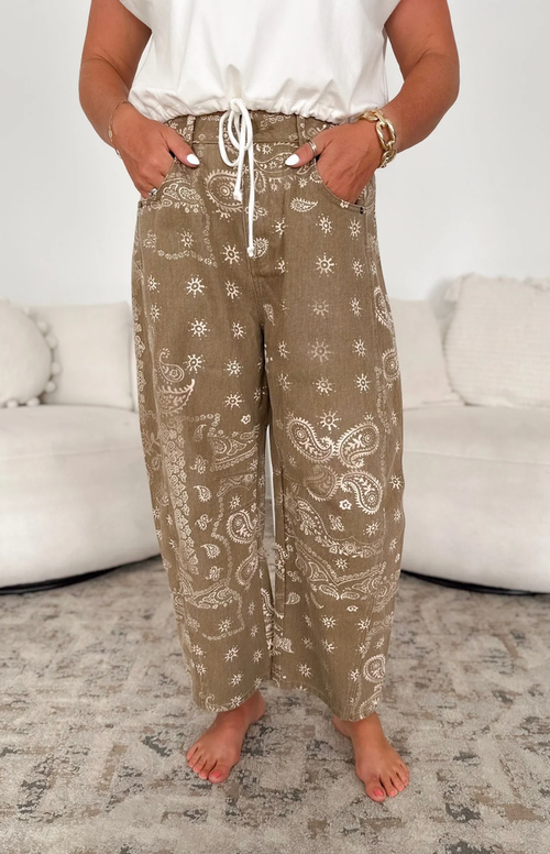 Abigail Paisley Print Barrel Jeans